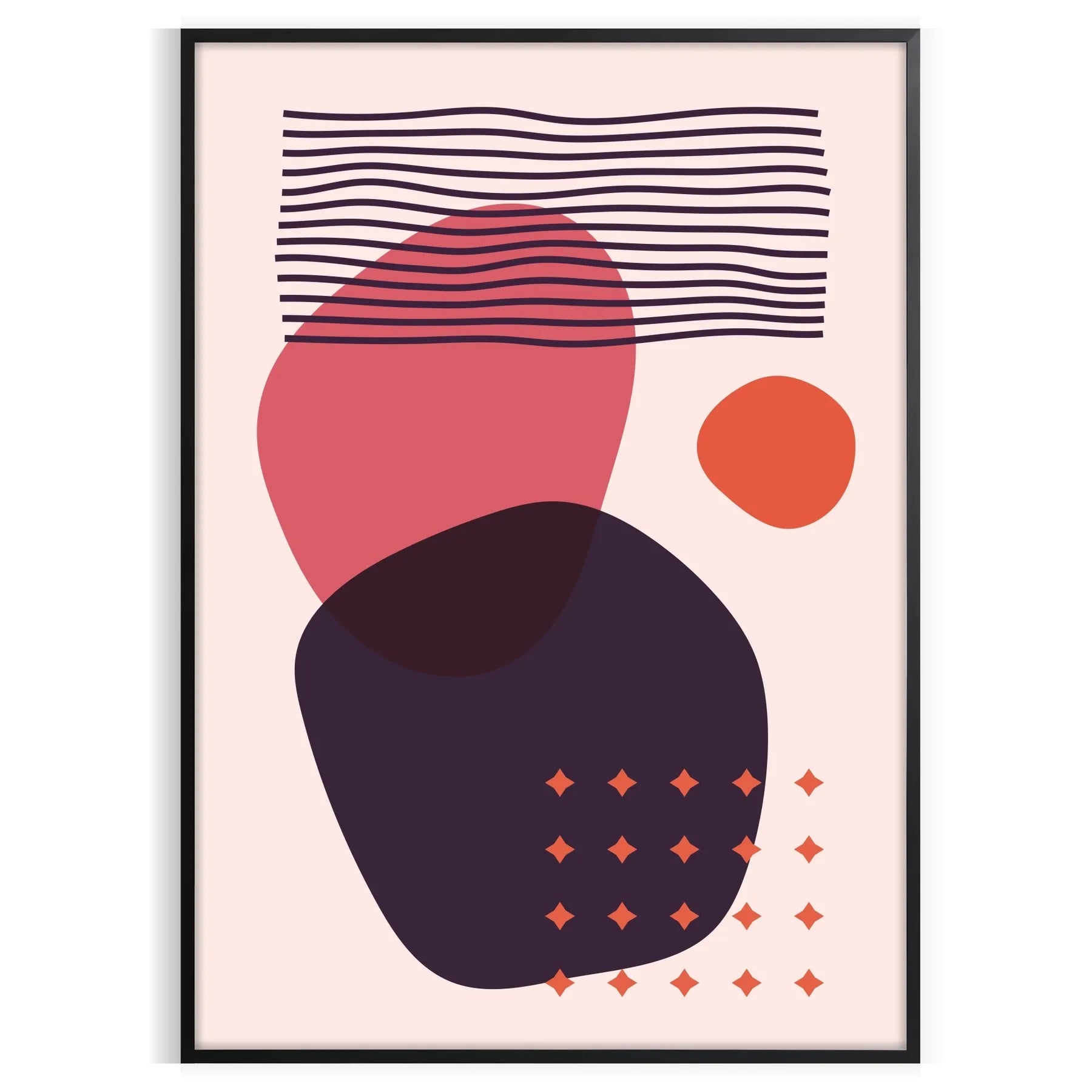 space Boho Wall Art Prints abstract bohemian poster vibrant orange red hues stunning focal point gift home artwork available standalone print