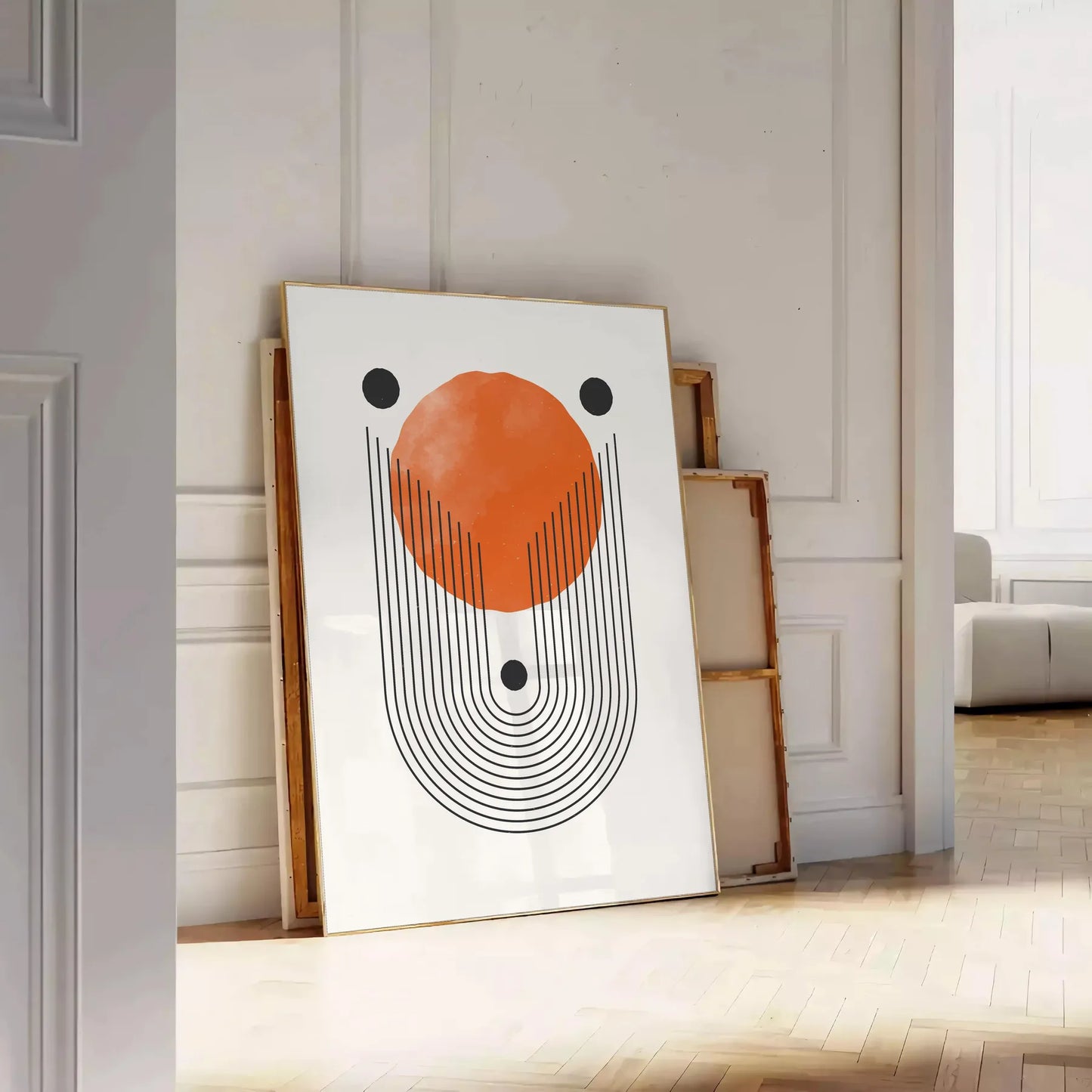 space Boho Chic Wall Art abstract bohemian design gray green tones stylish gift unique home accent poster decor ready standalone print