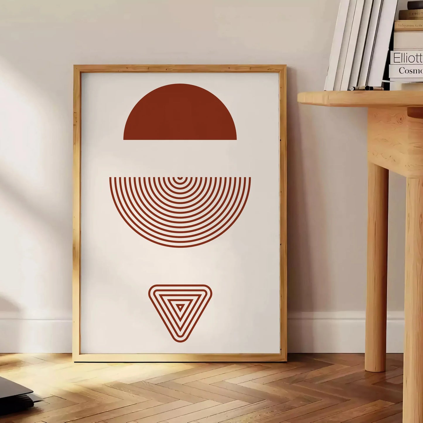 space Boho Framed Wall Art abstract poster stunning blend gray red hues perfect touch bohemian charm unique gift striking decor piece frameless style