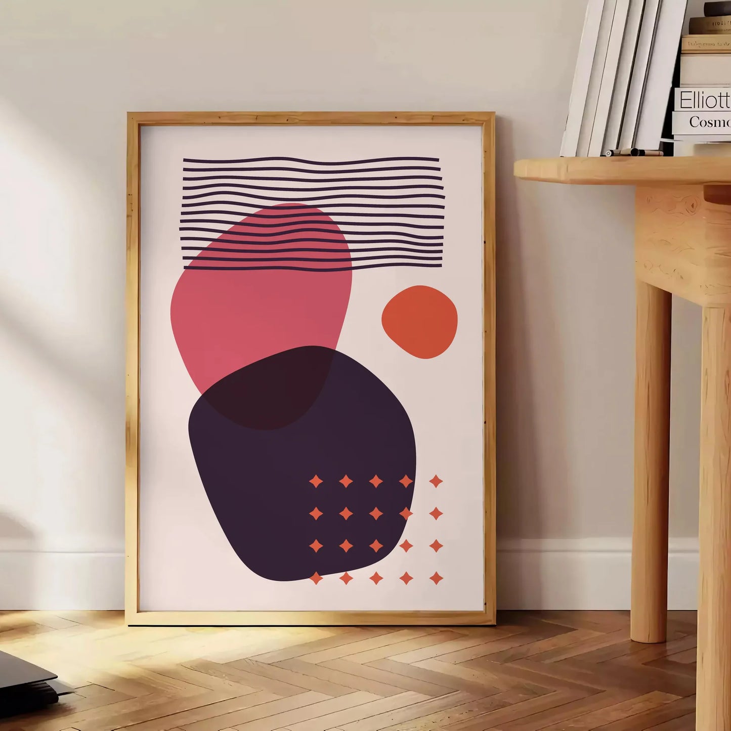 space Boho Wall Art Prints abstract bohemian poster vibrant orange red hues stunning focal point gift home artwork available standalone print